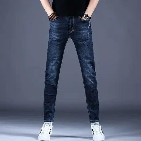 2023男士新款牛仔裤子时尚修身刺绣小脚裤男潮牌四季百搭棉弹潮酷商品大图