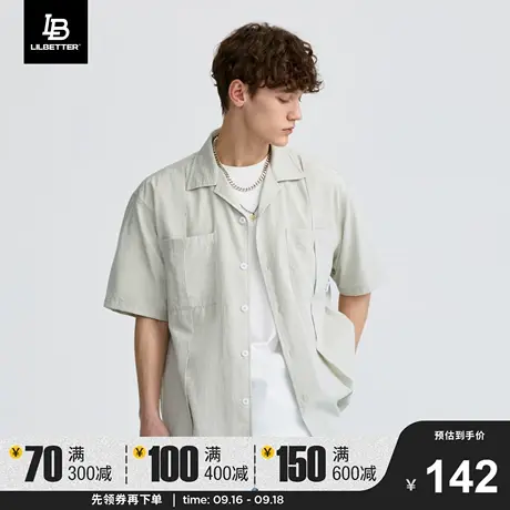 Lilbetter男士短袖衬衫日系风格工装衬衣男休闲复古衬衣潮流寸衫商品大图