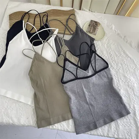 初秋季小吊带背心女装夏内搭抹胸外穿带胸垫美背春秋短款打底上衣商品大图