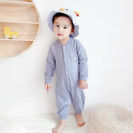 新生婴儿连体衣服薄款套装纯棉空调睡衣宝宝夏装长袖哈衣爬服秋季图片