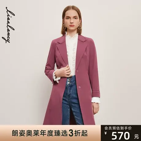 悦朗姿/LANCY女士风衣外套22春夏新款休闲收腰中长款大衣商场同款图片