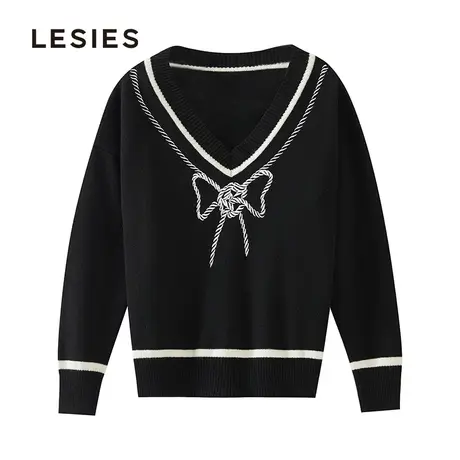 蓝色倾情春秋季针织衫女装新款长袖优雅气质线下专柜毛衣上衣图片