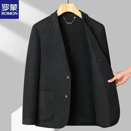 罗蒙男士休闲西服2024春秋新款单件西装上衣中年男装商务修身外套图片