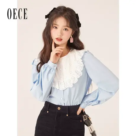 Oece法式甜美衬衫2022秋冬季新款女装设计感小众衬衣减龄气质上衣图片