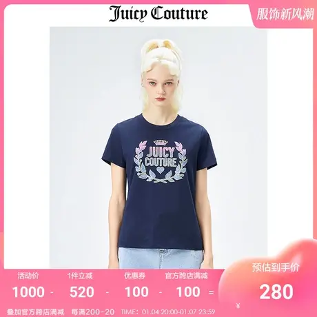 Juicy Couture橘滋2022年夏季新款甜辣轻奢纯棉宽松休闲短袖T恤女商品大图