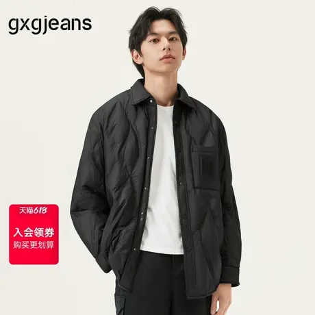 gxg.jeans男装 黑色口袋设计简约衬衫式轻薄款羽绒服 24冬季新品商品大图