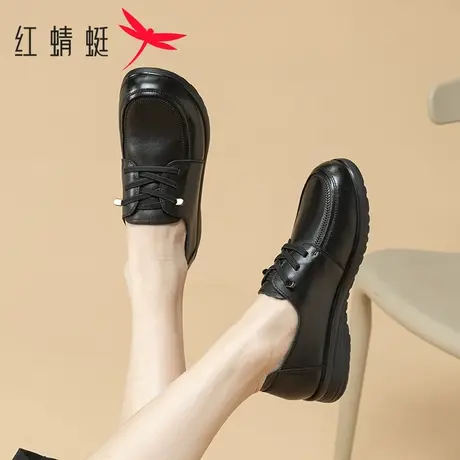 红蜻蜓女鞋2025春季新款休闲舒适软底女单鞋轻便真皮中老年妈妈鞋图片