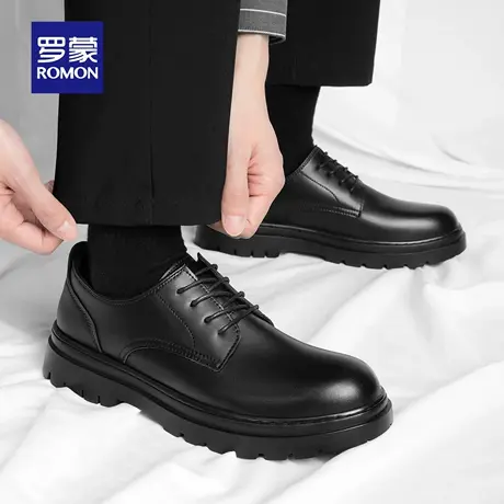 罗蒙男鞋新款夏季真皮厚底增高德比鞋男士正装商务皮鞋男结婚鞋RM商品大图
