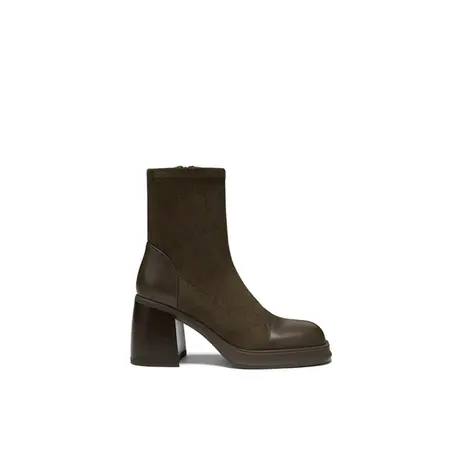 VME/舞魅英伦风弹力瘦瘦靴子粗高跟百搭2023秋冬新款短筒烟筒靴女图片