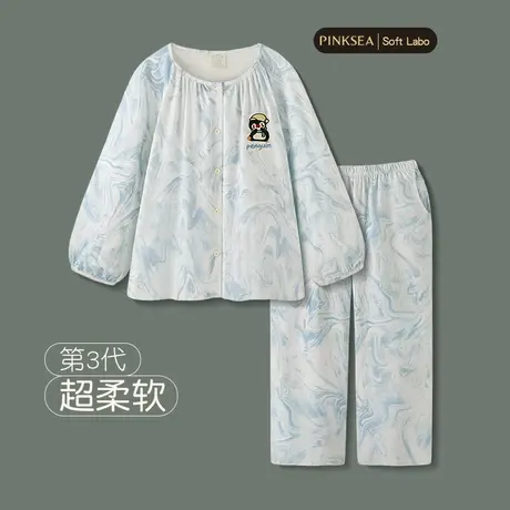 【设计师款】睡衣女春秋新款纯棉磨毛长袖大码可爱企鹅家居服套装图片