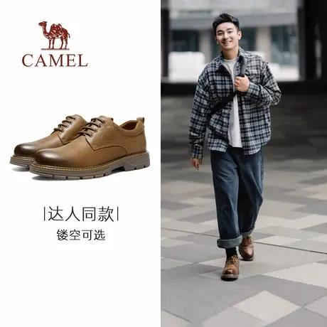 骆驼2025夏季复古马丁大头工装低帮耐磨厚底真皮德比休闲皮鞋男士商品大图