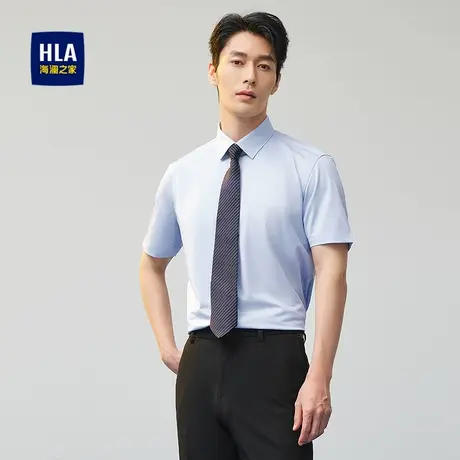 HLA/海澜之家商务修身短袖衬衫25春夏新条纹正装通勤职场衬衣男装商品大图