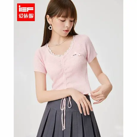 IEF/爱依服2025夏季新款法式温柔小女人气质修身百搭薄款毛织上衣商品大图