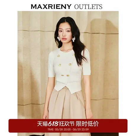【奥莱】MAXRIENY宫廷复古双排扣套头毛衫修身上衣淡人穿搭商品大图