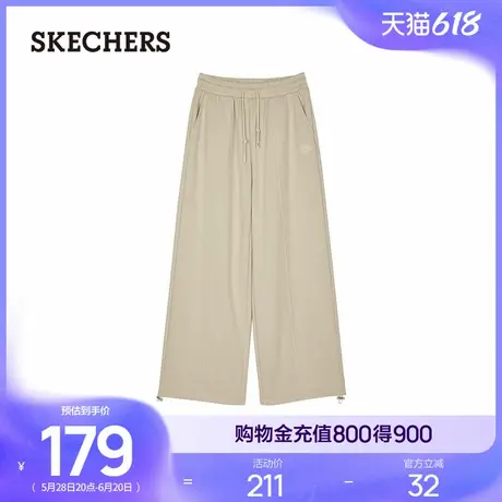 Skechers斯凯奇春季女加绒直筒长裤舒适阔腿裤宽松运动休闲裤柔软商品大图