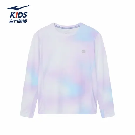 鸿星尔克童装女童圆领长袖t恤青少年休闲运动亲肤透气中大童上衣图片