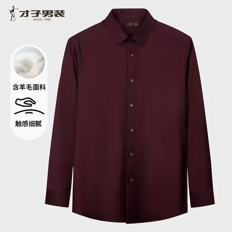 【羊毛+天丝】才子高端长袖衬衫男士2025新款高级感新郎结婚衬衣图片