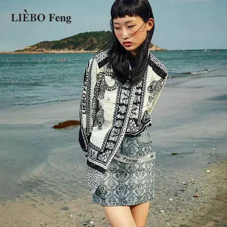 裂帛LIEBOFeng商场同款2023年国潮复古动物花纹豹纹印花雪纺衬衫商品大图