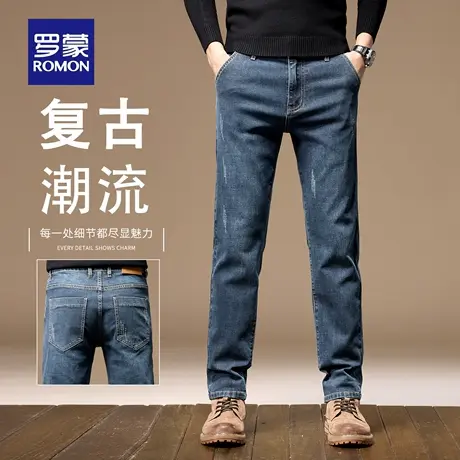 罗蒙美式复古秋季牛仔裤男士2025新款宽松直筒男裤百搭长裤男N1Z商品大图