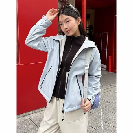 KV真维斯蓝色户外短款夹克女2025新款秋冬季女士三防登山服外套女商品大图