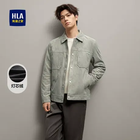 HLA/海澜之家灯芯绒保暖夹克25秋新翻领休闲风字母小标柔软外套男商品大图