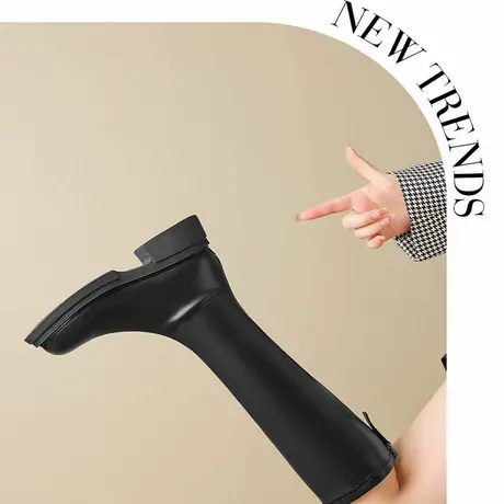 卓诗尼长筒靴子女秋冬新款黑色不过膝长靴高筒靴瘦瘦靴骑士靴图片