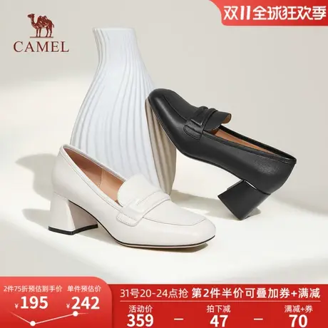 骆驼女鞋2023秋季新款英伦风小皮鞋女厚底优雅复古时尚粗跟单鞋女图片