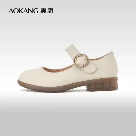 奥康女鞋 春季气质浅口女士单鞋玛丽珍鞋真皮舒适百搭学院风图片