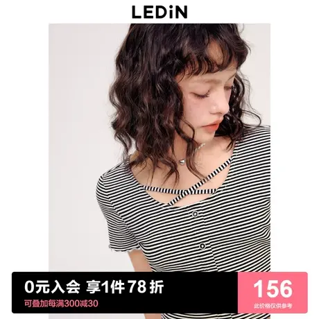 乐町露背交叉T恤女23夏纯欲风短袖C2DAD2202图片