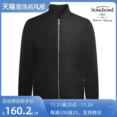 红邦创衣 2023秋冬棒球衫外套黑色运动无领运动休闲夹克衫青年潮图片