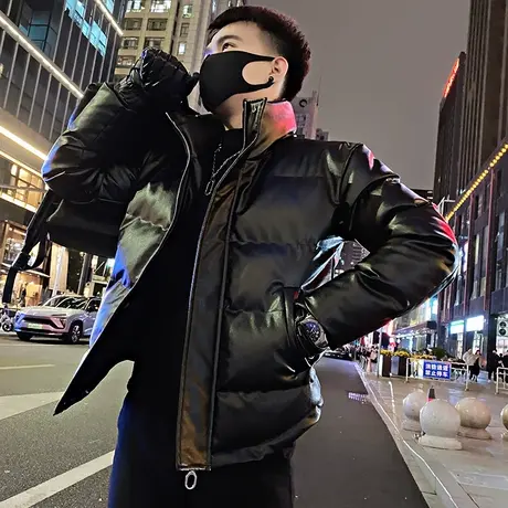 皮棉衣外套男冬季2023新款修身炸街立领防寒加厚机车服棉袄上衣图片