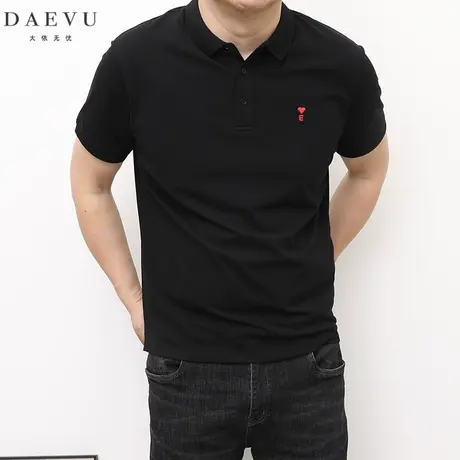 DAEVU夏新款红心大号潮胖子加肥加大码男士短袖休闲POLO衫翻领T恤商品大图