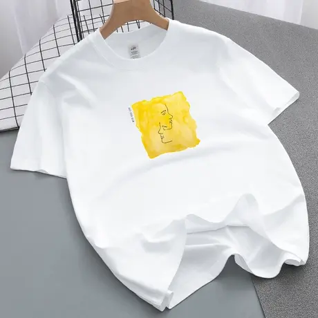 美式重磅纯棉短袖t恤男装2024新款夏季潮流宽松半袖全棉圆领体恤商品大图