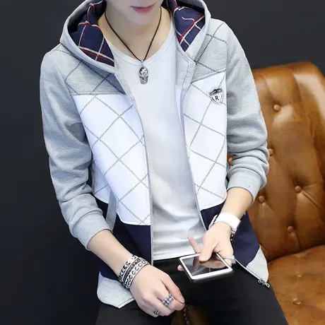 开衫卫衣男连帽拉链装青少年休闲潮流上衣服秋季新款学生运动外套商品大图