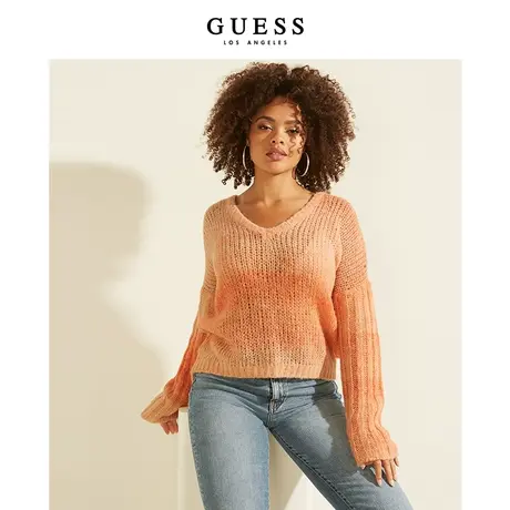 GUESS女士时尚领潮流镂空温柔针织含羊毛衫上衣商品大图