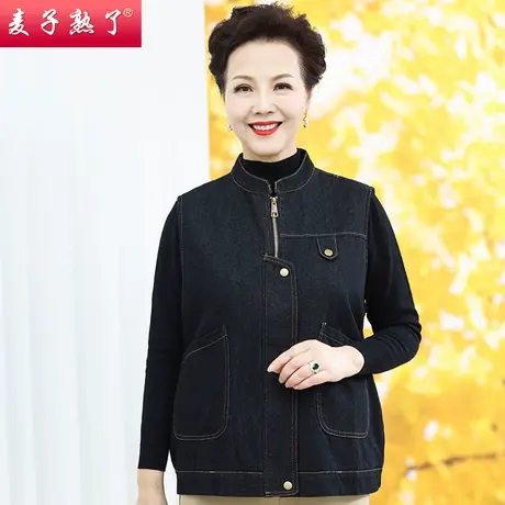 妈妈秋装时尚马甲洋气牛仔马夹中老年女装气质宽松上衣商品大图