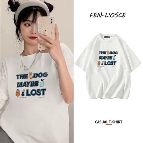 纯棉短袖t恤女装夏季2023年新款白色宽松t桖薄款体恤衫上衣潮衣服图片