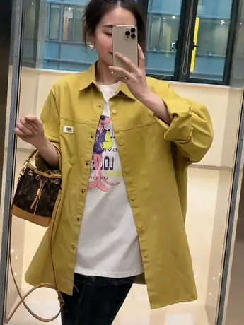 欧货长袖工装衬衫女春新款2023设计感减龄爆款衬衣宽松BF别致上衣商品大图