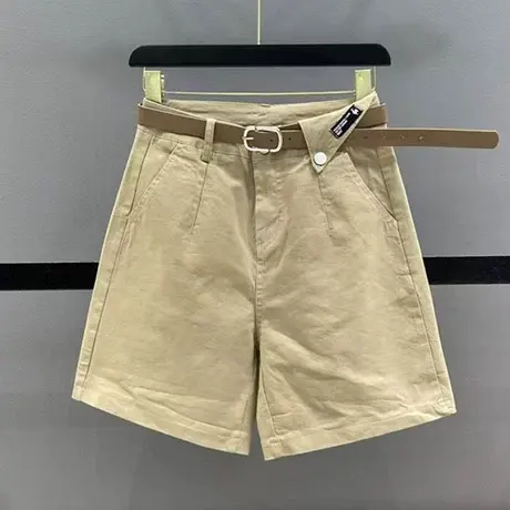 高腰五分裤女夏季2023新款百搭宽松显瘦阔腿休闲裤直筒工装短裤潮商品大图