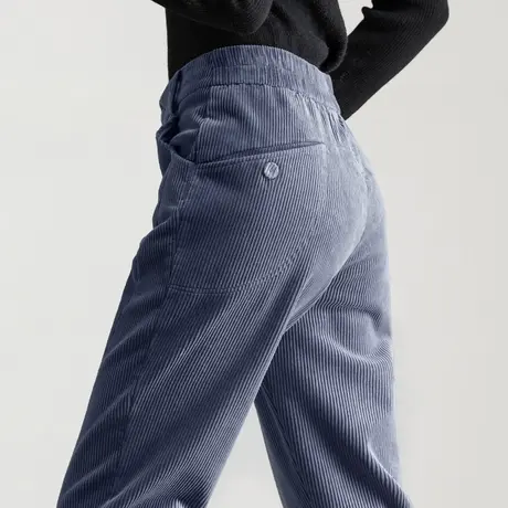 加绒灯芯绒裤子女秋冬2024新款休闲九分萝卜哈伦裤妈妈条绒老爹裤商品大图