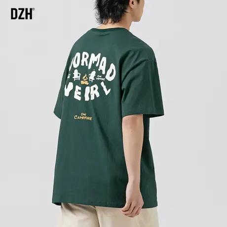 男士绿色t恤男短袖夏季薄款潮牌潮流字母印花体恤纯棉上衣半截袖商品大图
