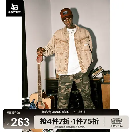 Lilbetter牛仔外套男秋季街头潮流褂子做旧上衣水洗夹克美式衣服商品大图