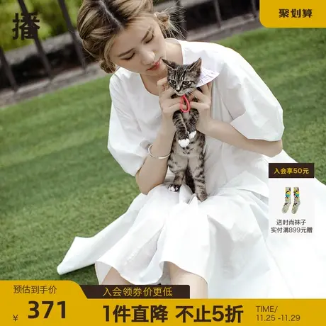 播夏季新款休闲简约圆领抽褶收腰连衣裙系列女BDO2LD1086图片