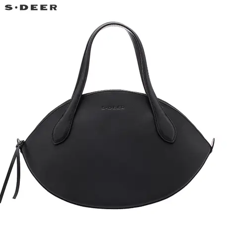 sdeer圣迪奥女装2018夏装纯色皮质手拎女士牛皮贝壳包S17283840🎪图片