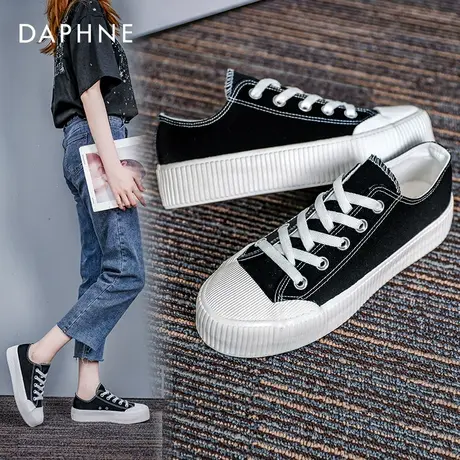 达芙妮帆布鞋女鞋2022新款鞋子女春季小白鞋女厚底透气单鞋板鞋女商品大图