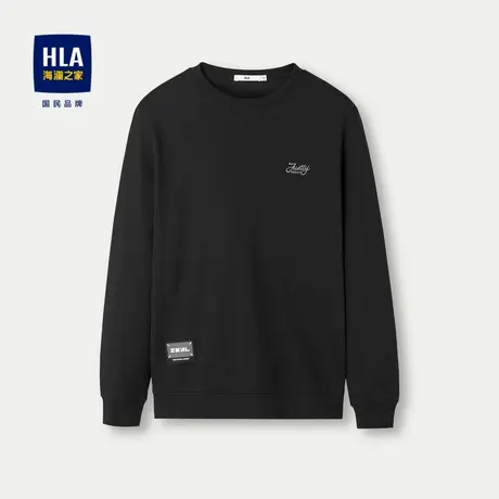 HLA/海澜之家圆领长袖T恤24春夏新款时尚刺绣提花肌理净色内搭男图片