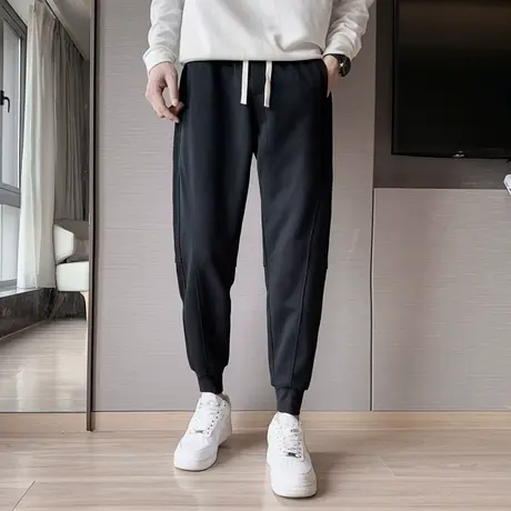 裤子春秋季2022新款潮牌纯色束脚裤ins青少年修身休闲运动裤卫裤商品大图