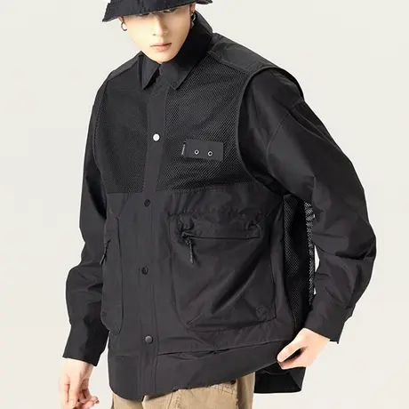 防风连帽大码男外衣时尚潮牌夹克潮流男生夹克宽松舒适外套男上衣图片