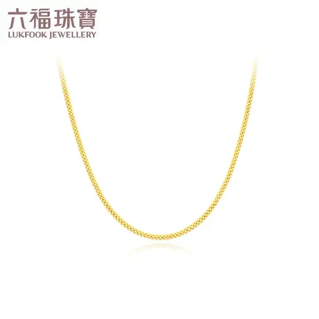 六福珠宝光影金5G黄金项链素链女款简约足金链子正品计价010892NA图片