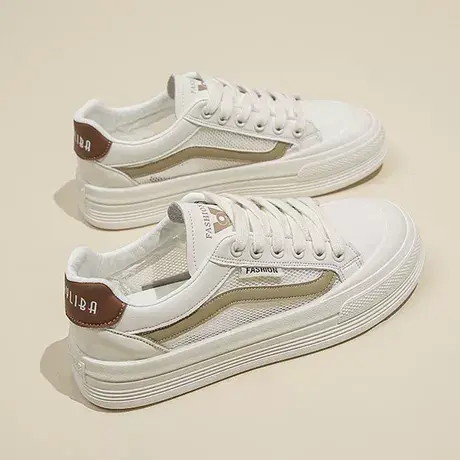 板鞋女网面透气夏季薄款2023新款小个子厚底百搭休闲运动小白鞋女商品大图